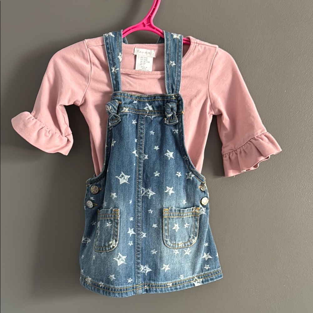Tahari Pink and Blue Matching Set with Ruffled Sleeves
